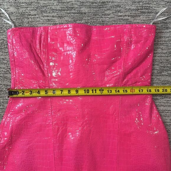 NWT Retrofete Kimora Crocodile Embossed Leather Mini Dress XL Revolve Pink - Picture 10 of 15